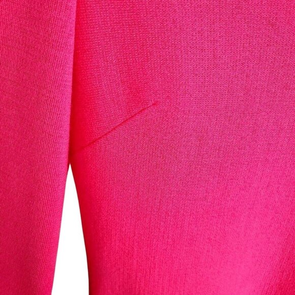 St. John Barbiecore Pink Knit Peplum Top Size 4 | Wool Blend 3/4 Sleeve Blouse - Picture 6 of 8